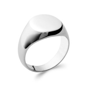 Bague Chevalière Argent Rhodié 925/1000 Ovale