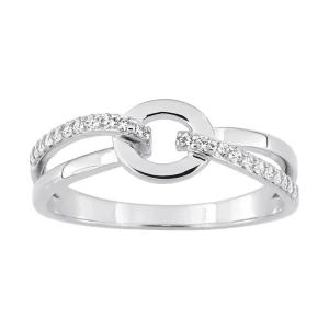 Bague Argent 925/1000 Rhodié Cercle et Lien Oxydes