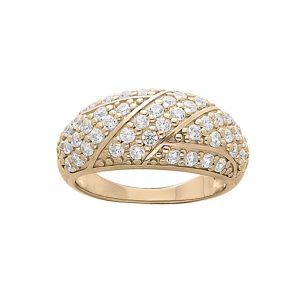 Bague Grande Taille Plaqué Or Pavée Oxydes Blancs Sertis
