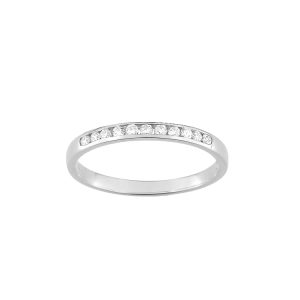 Alliance Or Blanc 750/1000 Demi-Tour 11 Diamants 0.15ct Serti Rail